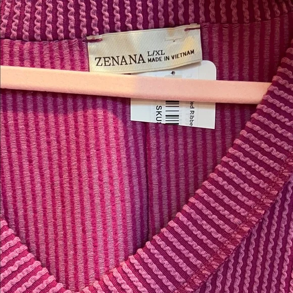 Zenana NWT plum V-Neck long sleeve ribbed hi/lo hem tunic - Picture 5 of 11
